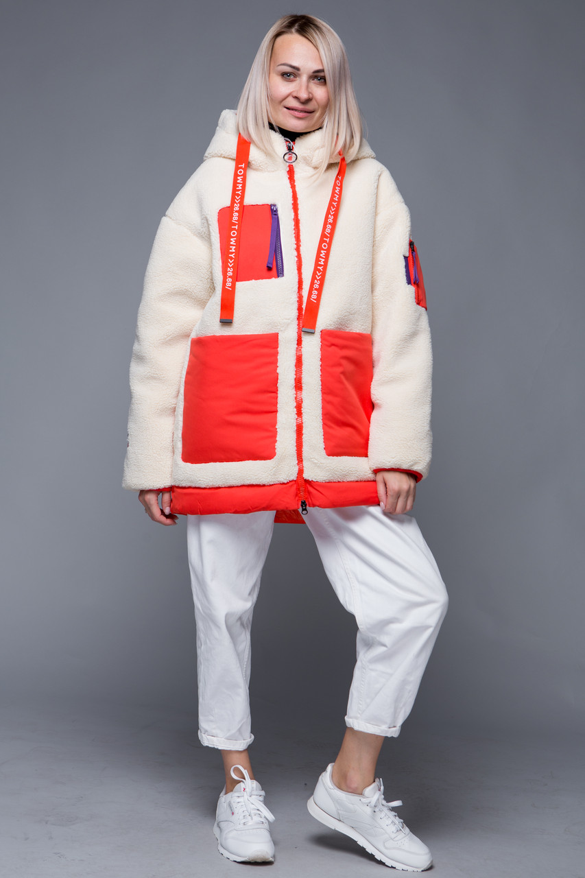 Пуховик TOWMY 3015 white orange