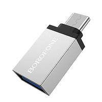 Перехідник Borofone BV3 OTG USB 3.0 - Type-C (Сталевий)