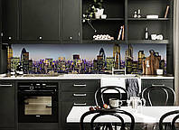 Виниловый кухонный фартук Современный Лондон (наклейка для кухни ПВХ пленка скинали) башня Мери-Экс Коричневый