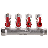 Колектор для теплої підлоги на 4 контура Koer KR.1125-4 - 3/4”x4 Ways (KR2837), фото 3