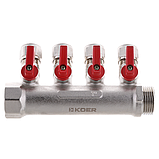 Колектор для теплої підлоги на 4 контура Koer KR.1126-4 1"x4 ways (KR2840), фото 2