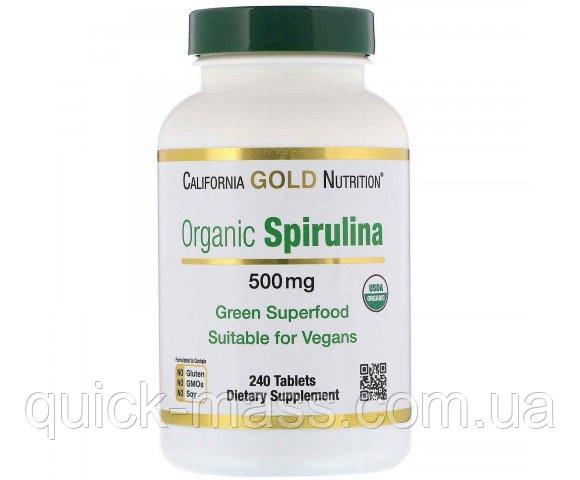 Спіруліна California Gold Nutrition Spirulina Organic 240 tab, фото 1