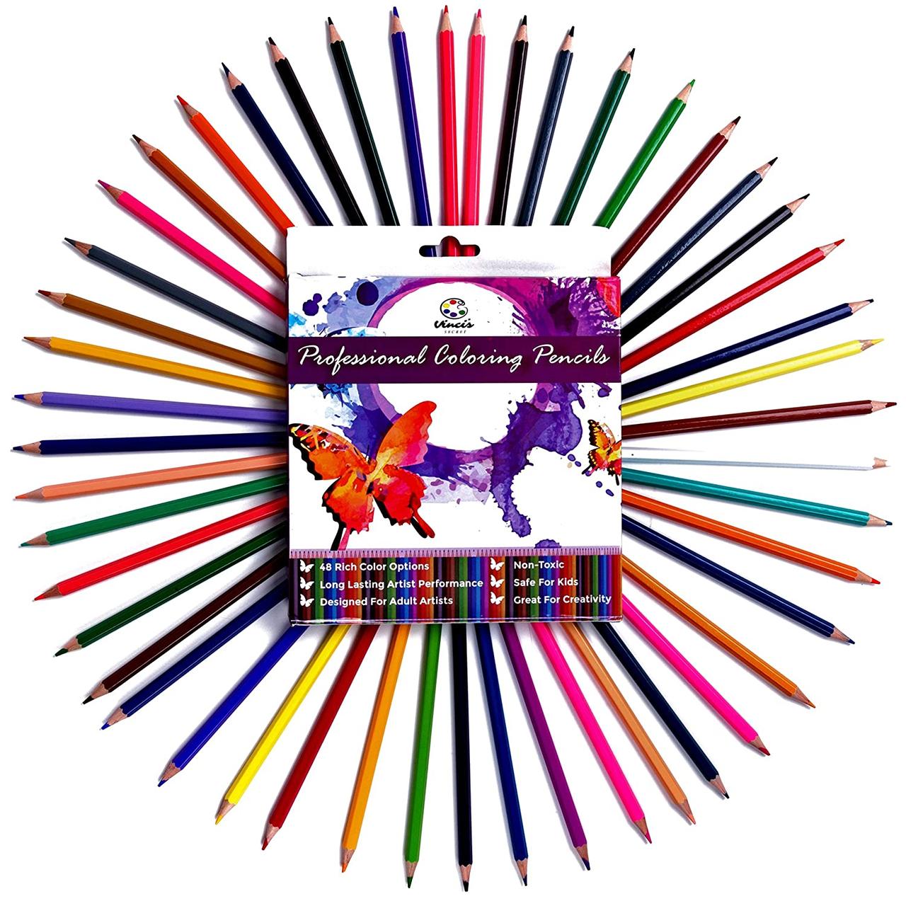 Різнокольорові олівці Vincis Secret 48 штук / Олівці для малювання різнокольорові, фото 1