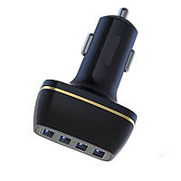 АЗУ Soloffer C210 + кабель usb micro v8, 4-Port USB Car Charger with Quick Charge 3.0, 4X Faster