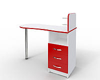 Маникюрный стол с стеклянными полочками под лак "УкрЭстет №1" с красным фасадом