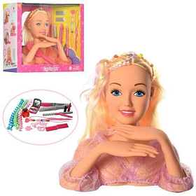 Лялька-голова Defa 8415 манекен для зачісок і макіяжу з аксесуарами кукла 23см