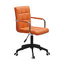 Крісло Augusto Arm BK-Modern Office з підлокітниками, помаранчевий екокожа на чорній хрестовині c колесами, фото 2