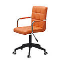 Крісло Augusto Arm BK-Modern Office з підлокітниками, помаранчевий екокожа на чорній хрестовині c колесами, фото 5