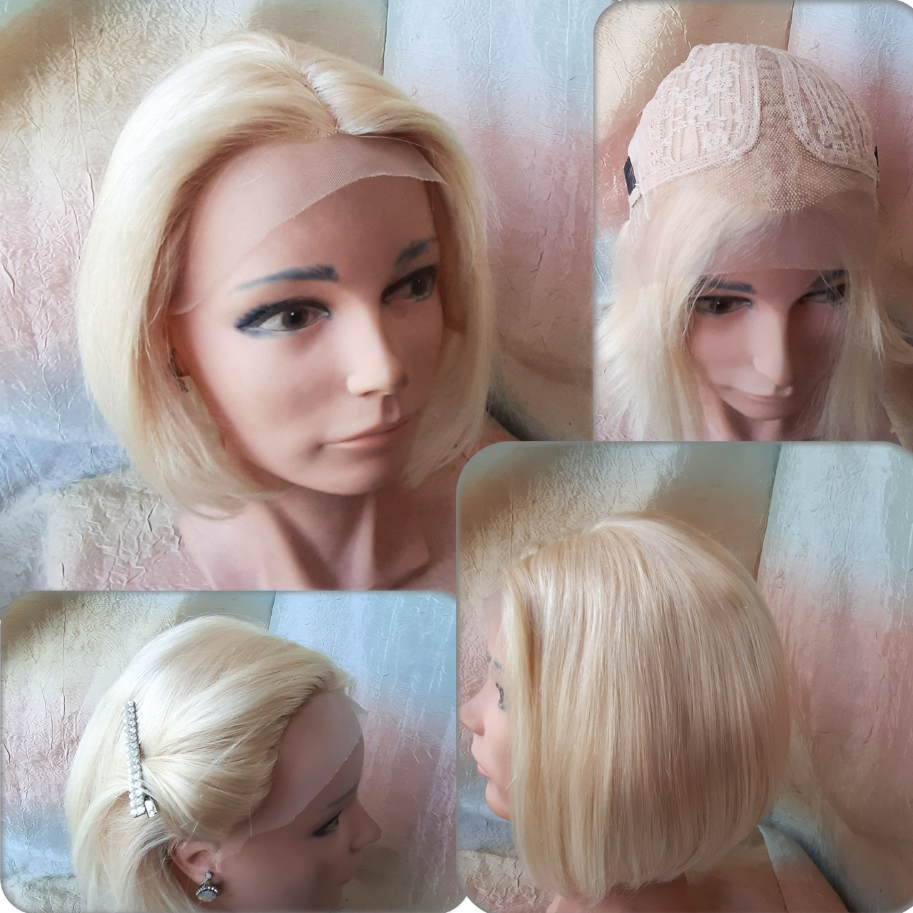 Парик из натуральных волос каре с пробором блонд INESS 8"-613, фото 1