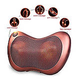 Роликовий масажер для спини і шиї Massage pillow GHM 8028.Масажна подушка, масажер з підігрівом, фото 4