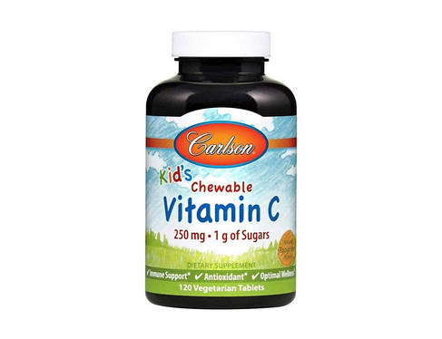 Вітамін С для дітей Carlson Labs kid's Chewable Vitamin C 250 мг 1 р of Sugars 120 таб, фото 2