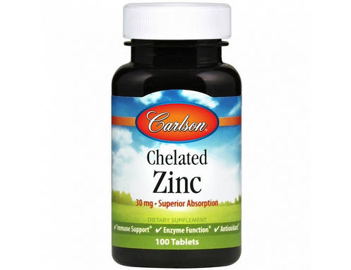 Цинк Carlson Labs Chelated Zinc 30 мг 100 таб, фото 2