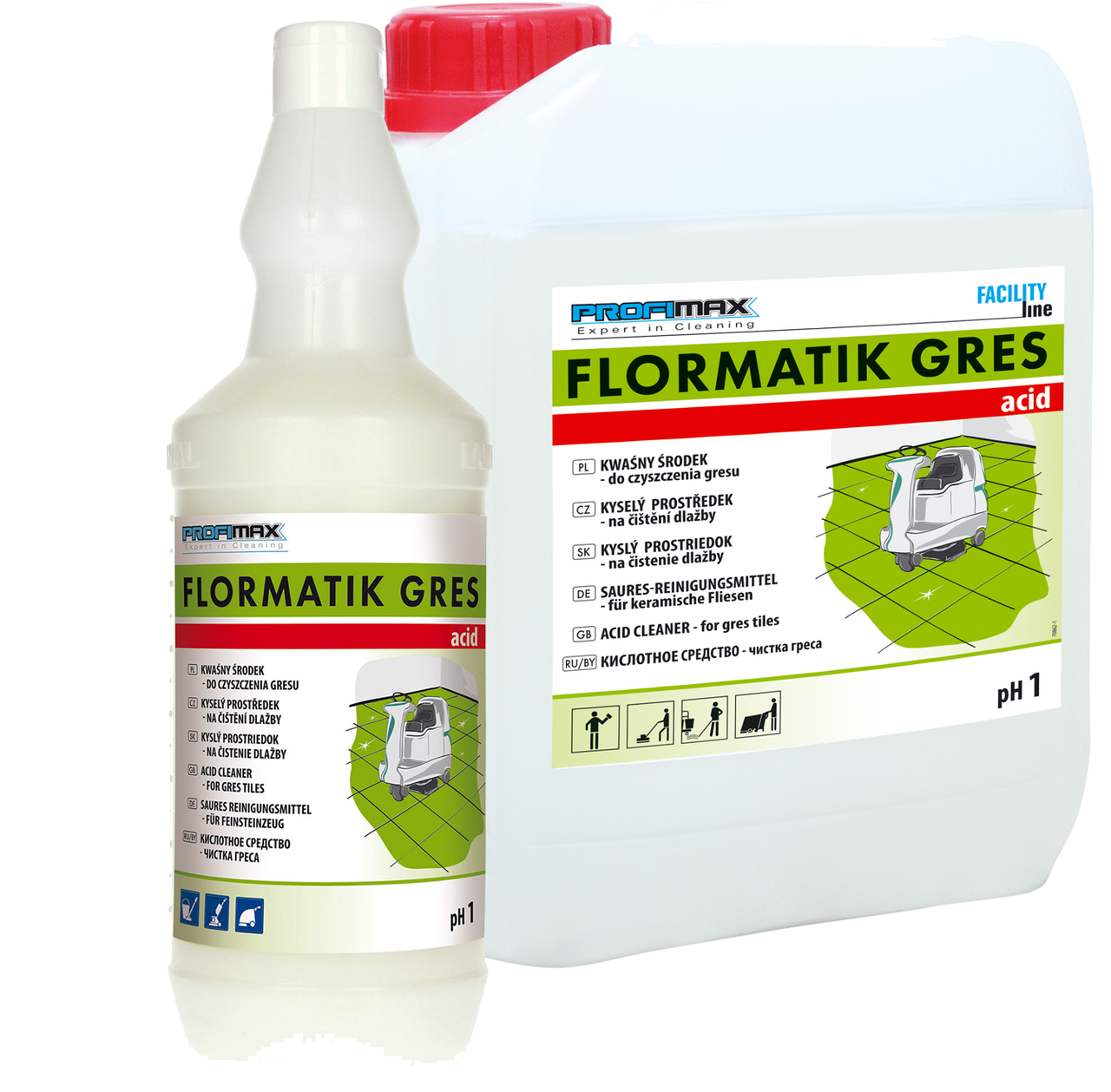 Професійний кислотний ефективний концентрований мийний засіб Lakma Flormatik Gres Acid, PH 1 л
