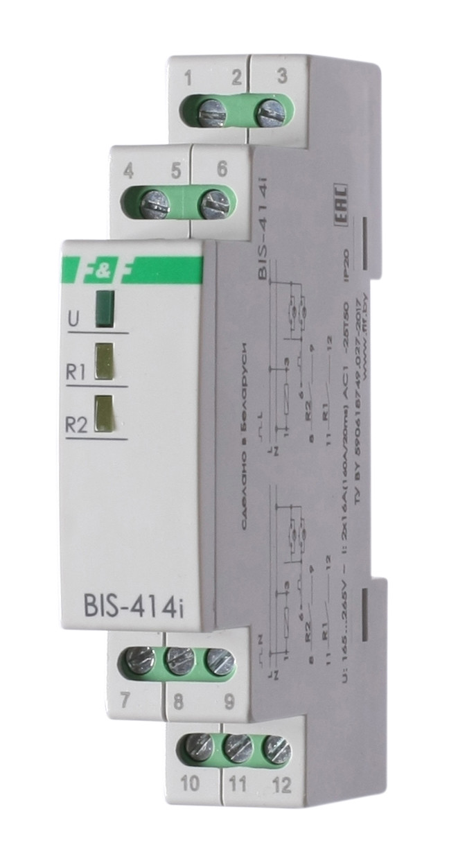 Імпульсне Реле BIS-414-LED-24V 2×16A (160 A/20 мс) 9÷30 В AC/DC F&F