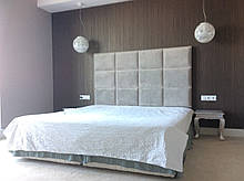 Двоспальне Ліжко "Mono" 160*200 з м'яким узголів'ям у формі плиток.