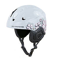 Шлем горнолыжный с механизмом регулировки MOON MS-2948 (ABS, p-p S-53-55, белый-розовый)
