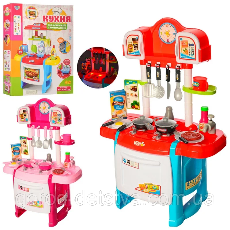 Дитяча ігрова Кухня WD-P19-R19 плита, духовка, звук, світло, посуд, продукти, 2 види, батар, фото 1