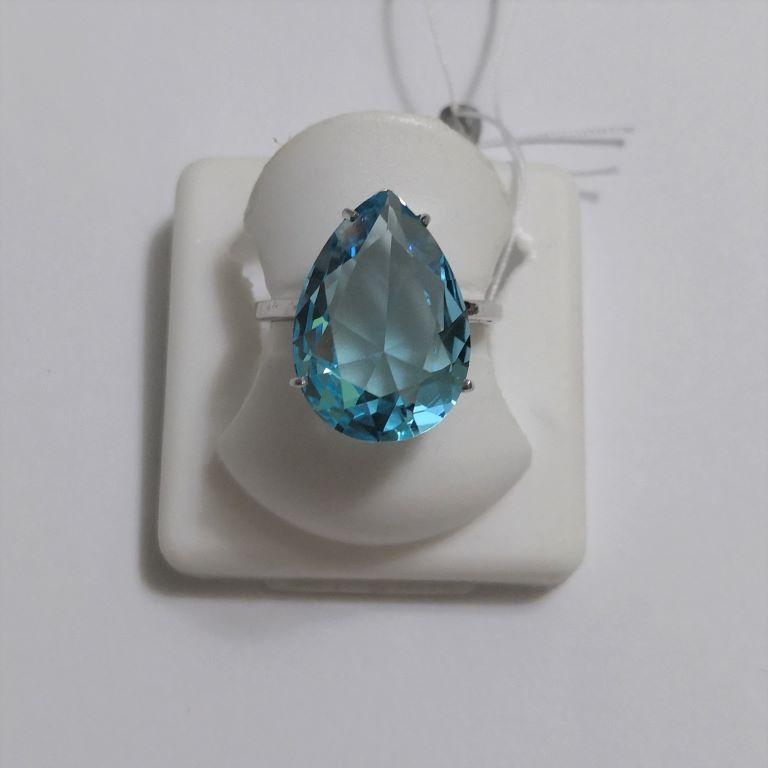 Кольцо из серебра родированное с голубым цирконом Элиза - фото 1 - id-p1251311155
