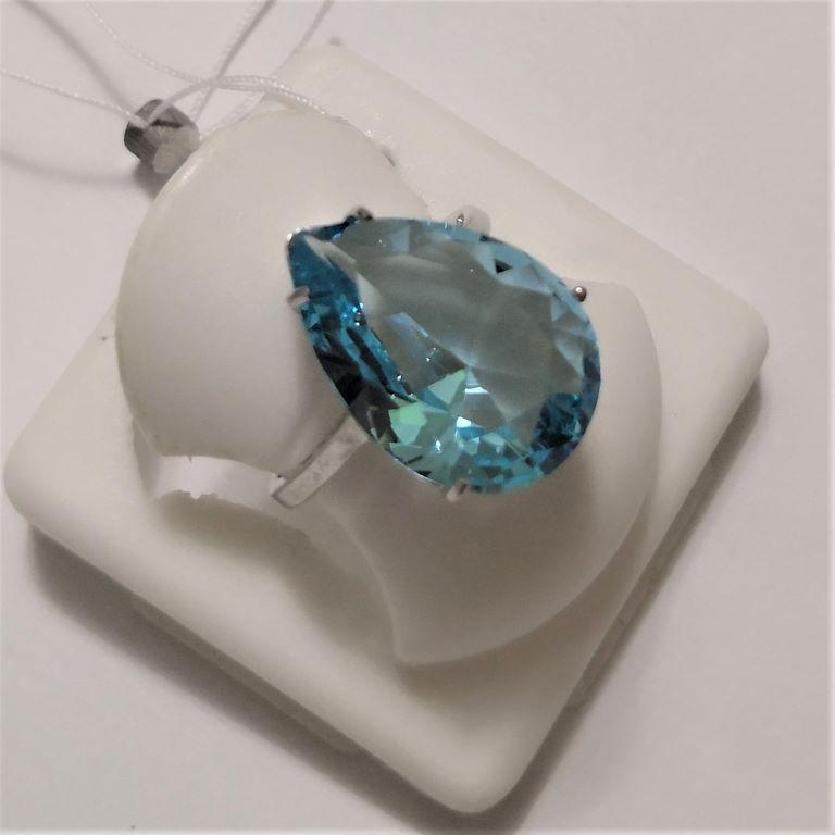 Кольцо из серебра родированное с голубым цирконом Элиза - фото 3 - id-p1251311155