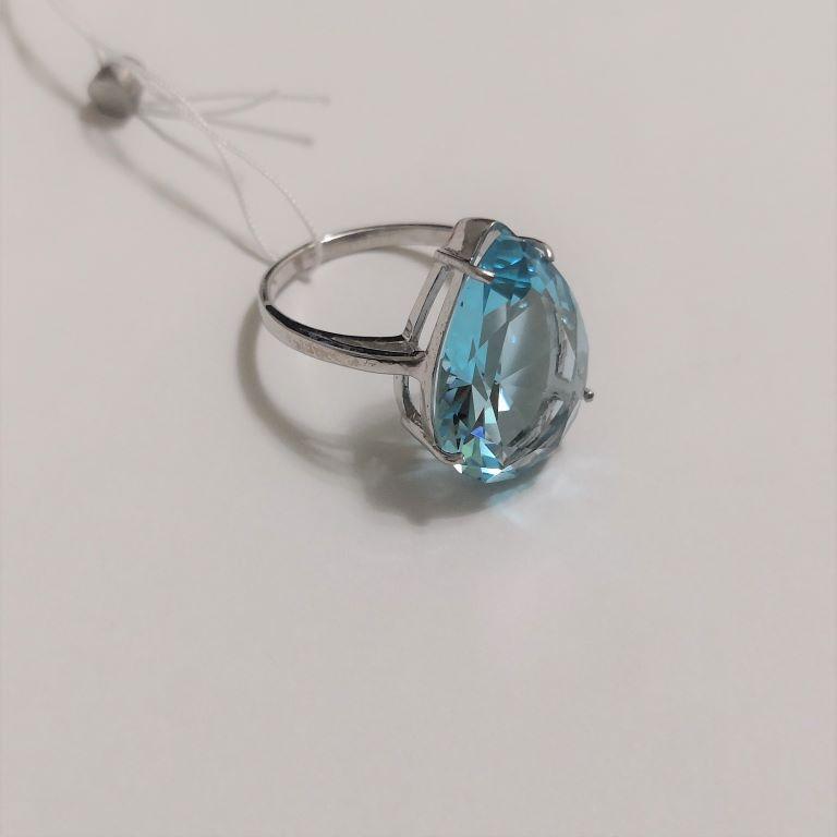 Кольцо из серебра родированное с голубым цирконом Элиза - фото 5 - id-p1251311155