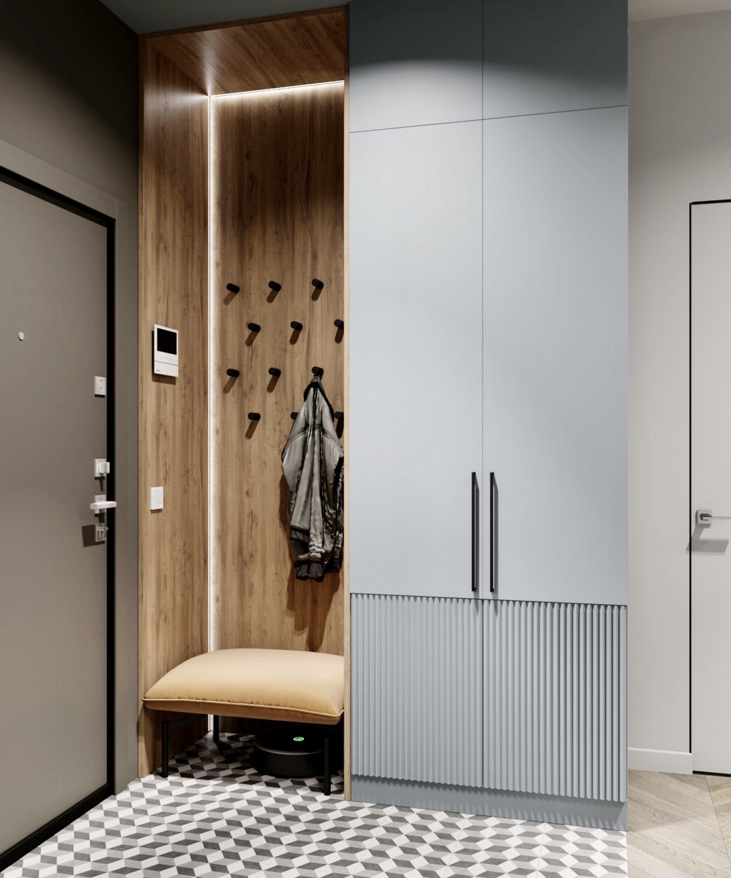 Прихожая с ящиком и зеркалом. Шкаф в прихожую под потолок. Шкаф в ...