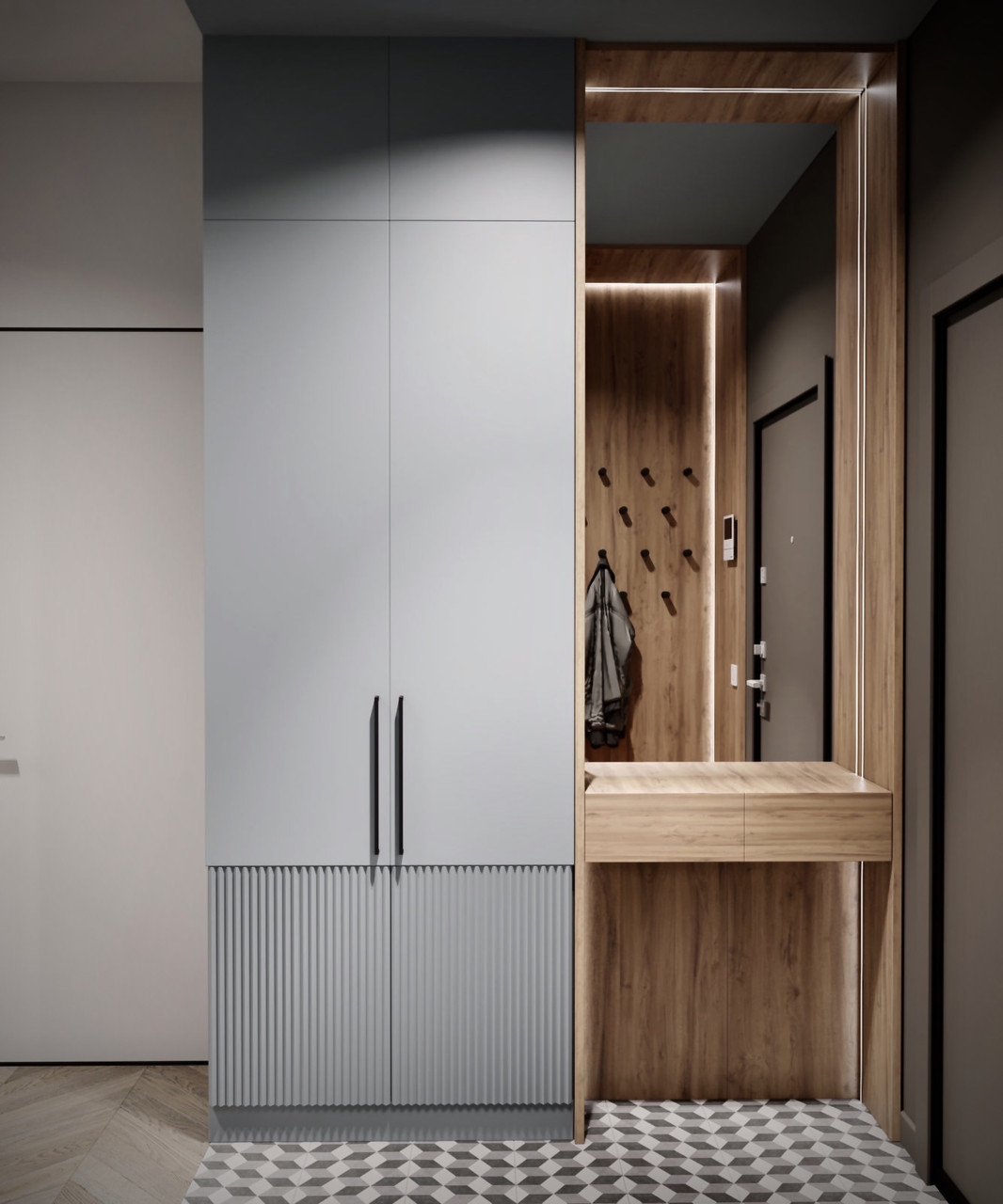 Прихожая с крючками и шкафом. Шкаф в прихожую под потолок. Шкаф с ...