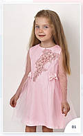 Платье нарядное детское розовые "Цветы" на 3-6 лет Мевис