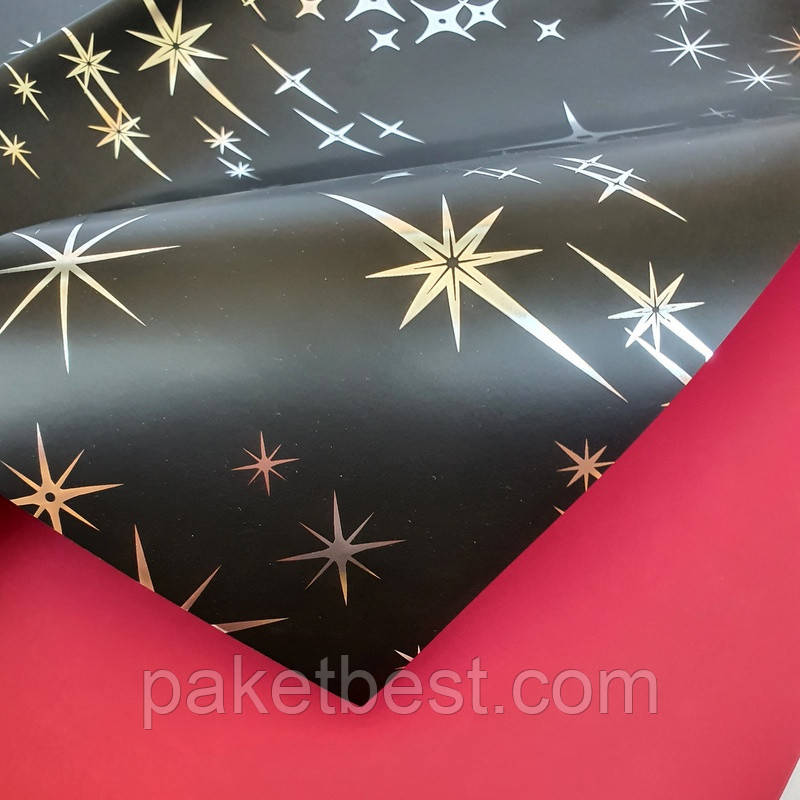 Флористична калька ( 58х58 см) 20 штук " Stars "Чорний + червоний, фото 1