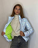 Куртка для дівчинки світловідбиваюча з рефлективної тканини підліткова з голографічним принтом Павутинка , фото 2