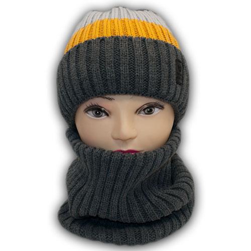 Вязаная шапка и хомут для мальчика