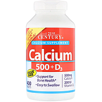 Кальцій Calcium 500 + D3 21st Century 400 таблеток