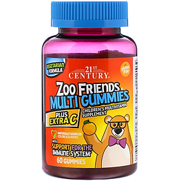 Вітаміни Zoo Friends Multi Gummies Plus Extra C 21st Century 60 жувальних таблеток