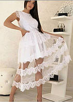 Платье женское нарядное миди пудра беж черный белый цвет 40-70 размер