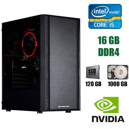 Xigmatek Athena / Intel Core i5-9400F (6 ядер по 2.9 — 4.1 GHz) / 16 GB DDR4 / 120 GB SSD+1000 GB HDD / nVidia, фото 1