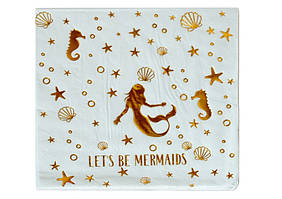 Серветки для декупажу 33*33cм двошарові з фольгою Let's be mermaids 20шт ООПТ