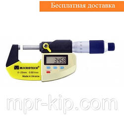 Мікрометр цифровий Мікротех МКЦ-25 IP65 (0-25 мм/0.001 мм; ±0,002; RS-232) Держреєстр України №1988-