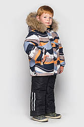 Дитячий зимовий комплект, натуральне хутро єнота, Джоні, колір пісок на ріст 104 122