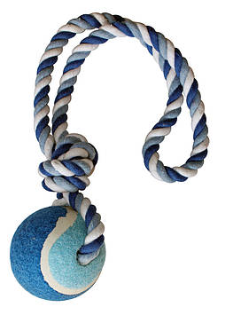 Іграшка для соб. CROCI канат грейфер з петлею і м'ячиком, блакитний, 6см / 40см (ціна за 1шт)