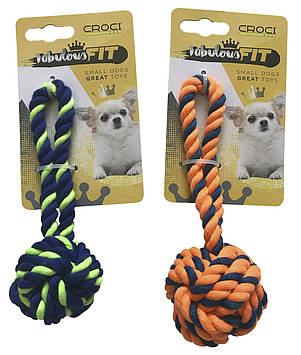 Іграшка для дрібний. соб. CROCI плетений м'яч з каната, помаранчевий, 16см (ціна за 1шт) *