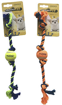 Іграшка для дрібний. соб. CROCI міні тенісний м'яч іна канаті, помаранчевий, 16см  (ціна за 1шт) *