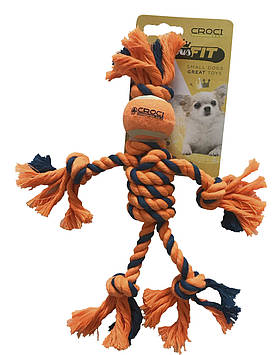 Іграшка для дрібний. соб. CROCI міні канатний чоловічок, помаранчевий, 25см (ціна за 1шт) *