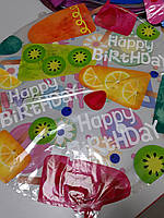 Повітряна куля прозора поліетиленова з написом Happy Birthday малюнок морозиво 1 шт.