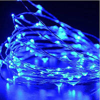 Светодиодная гирлянда нить "Капли росы" на 100 Led электрическая синяя / Светящаяся проволока код 25142