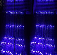 Гирлянда-штора электрическая на 280 Led больших матовых светодиодов "Водопад" синяя 3*2 м