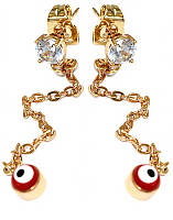 Сережки-гвоздики XР. Позолота 18К. Камені: циркон. Довжина: 65 мм. Ширина: 5 мм.