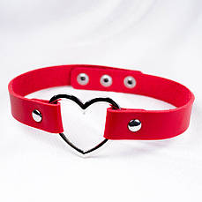 Чокер "Серце" червоний зі штучної шкіри OKZ-002