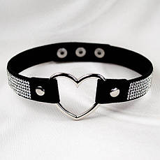 Ошейник замшевый OKZ-007 - с сердцем и камнями