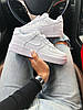 Жіночі чоловічі кросівки Nike Air Force 1’07 White One взуття Найк Аїр Форси низькі білі шкіряні, фото 6