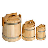 Липова Бочка Для Меду 1 л. Кадка Дерев’яна для Зберігання Круп і Борошна. Обручі Нержавіюча Сталь, фото 3