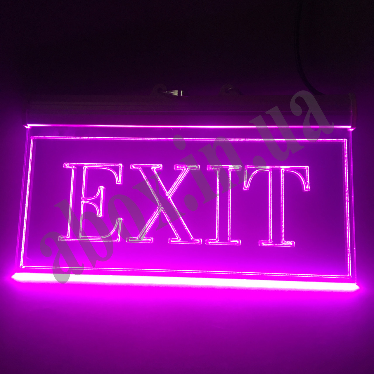 Акрилайт табличка "EXIT" рожевий | Світлодіодна табличка